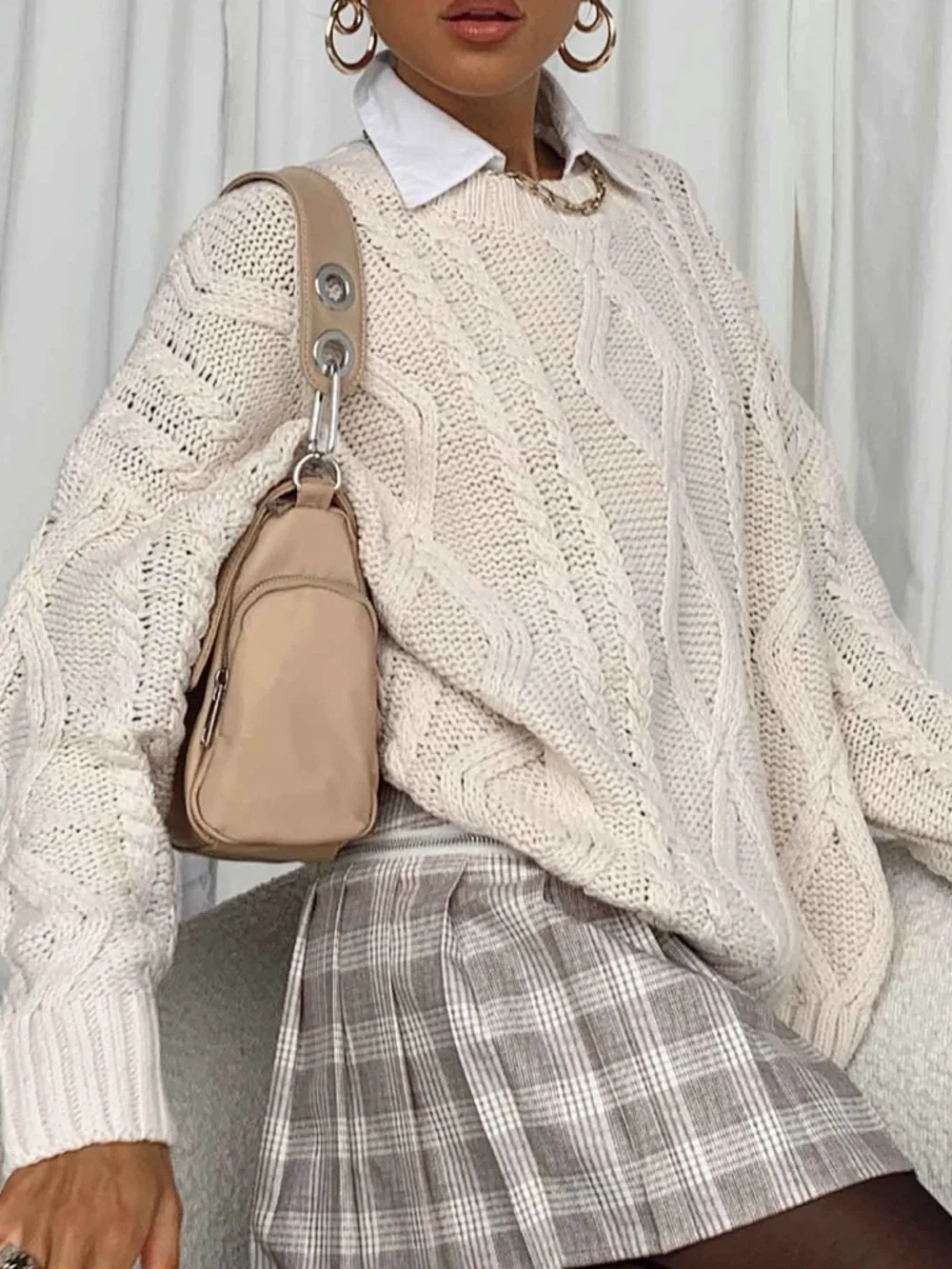 Princess Polly Anaya Oversized Sweater in Beige - Picture 4 of 5